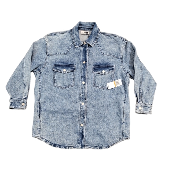LE JEAN Denim Mimi Overshirt Jacket Size XS NWT - Picture 7 of 11